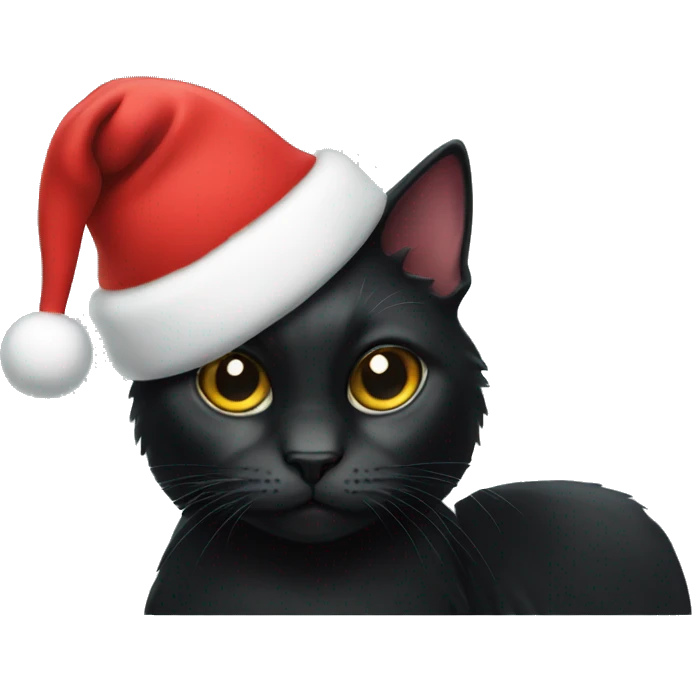 Black cat with Christmas hat emoji