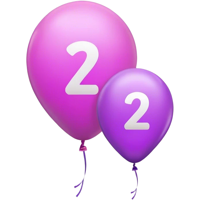 A pink balloon with a 3 on it and a purple balloon with a 2 on it emoji