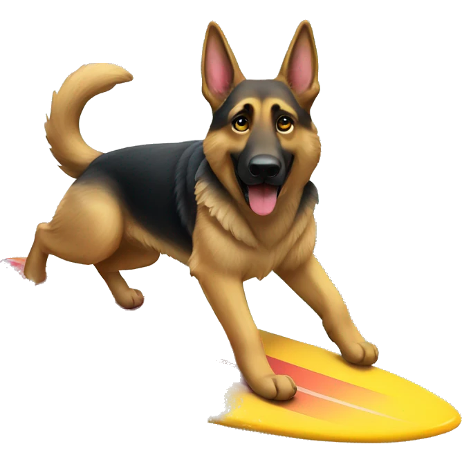 German Shepherd surfing  emoji