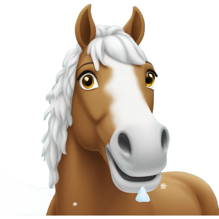 Horse eating snow emoji