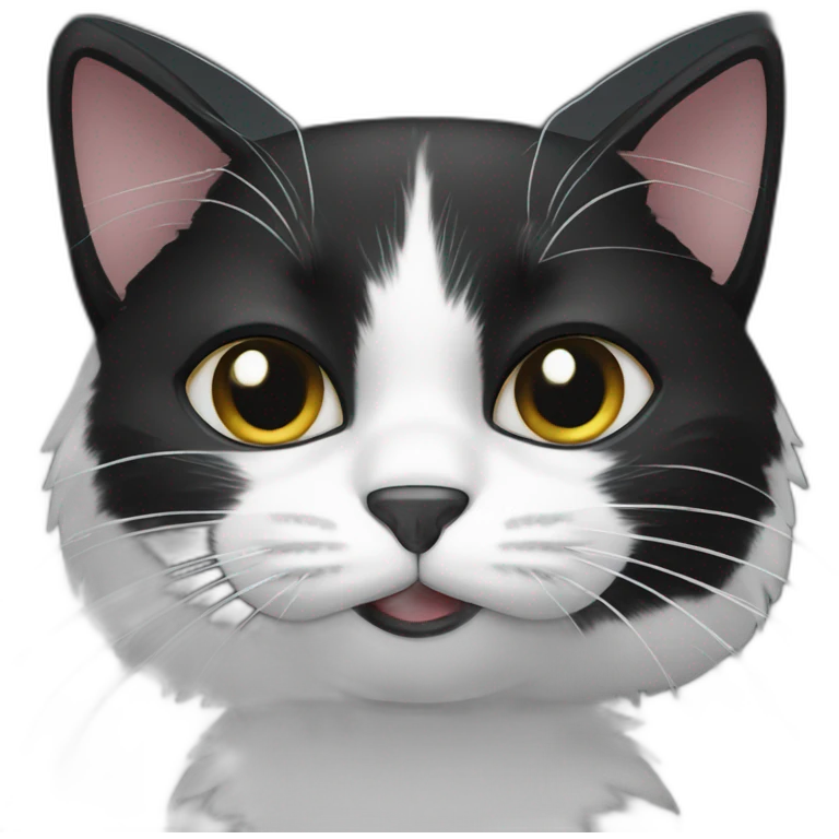 Blac and white crazy cat  emoji