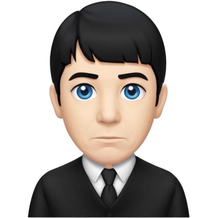 Moe Howard from the Three Stooges with blue eyes, black hair, black outfit emoji
