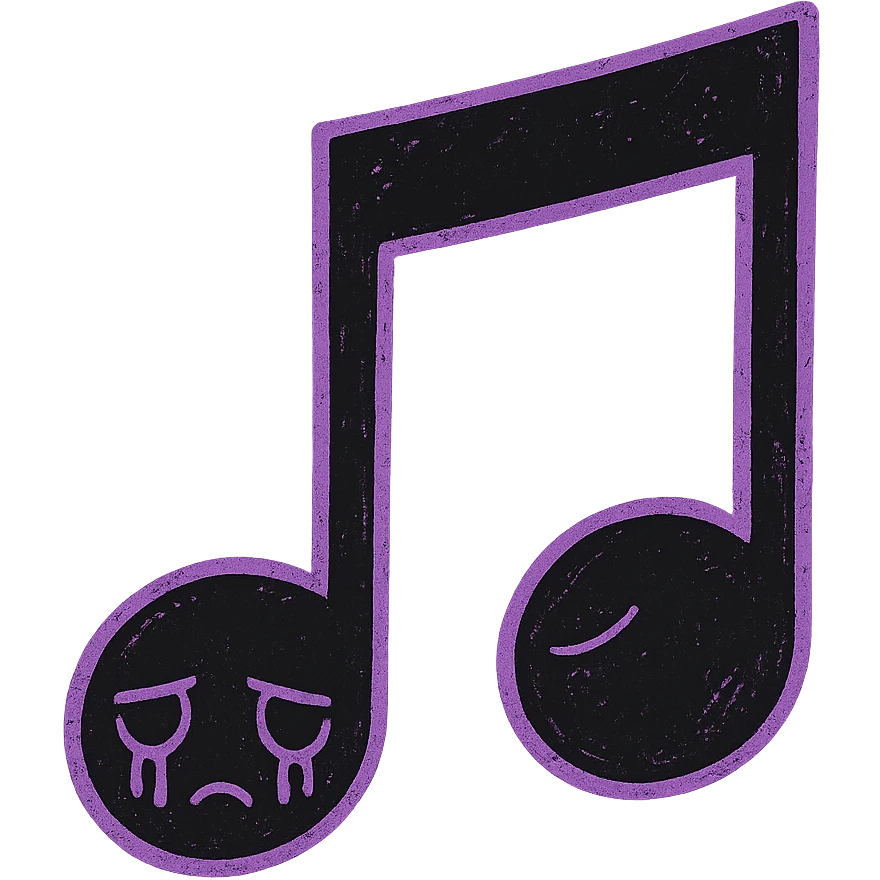 emo music note, black and purple colors, no background emoji