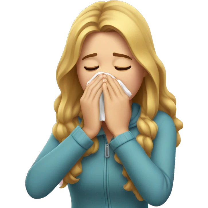 girl sneezing into her hands emoji