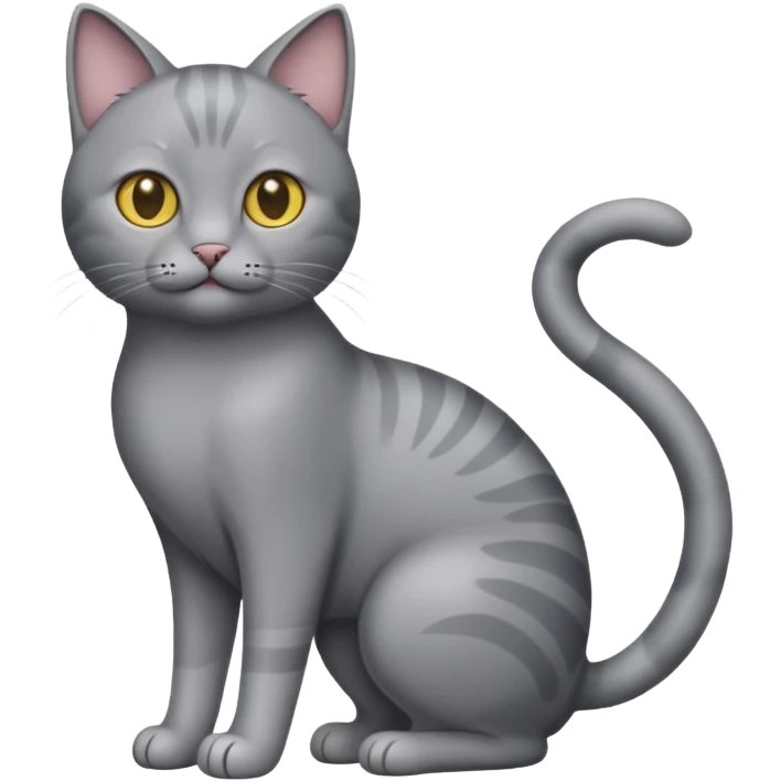 ios style cat emoji, full body, gray emoji