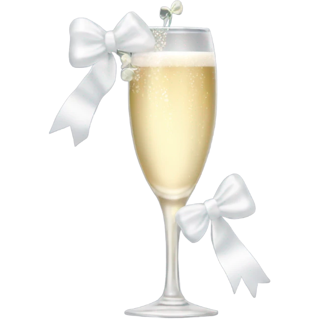 Champagne glass with white bridal bow on stem emoji