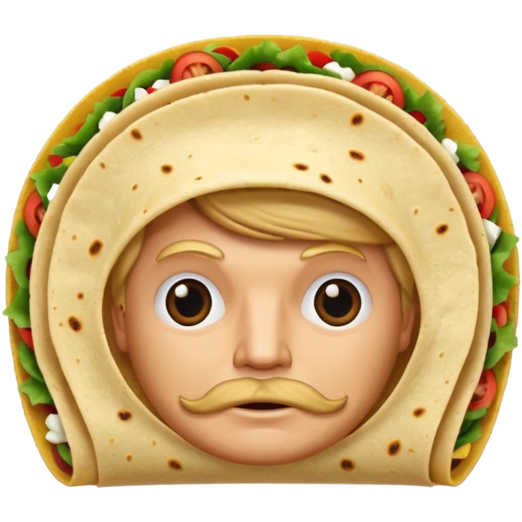 taco with Donald Trump's facial features and hair emoji