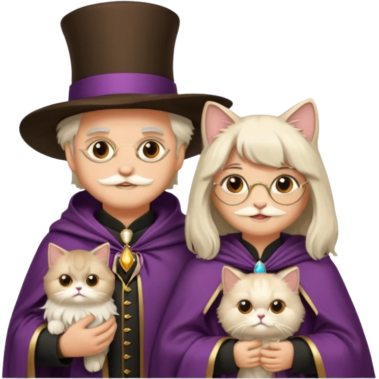 magician couple and their pet cat emoji