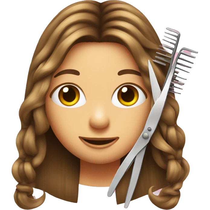 comb, scissors and hat with long hair girl emoji