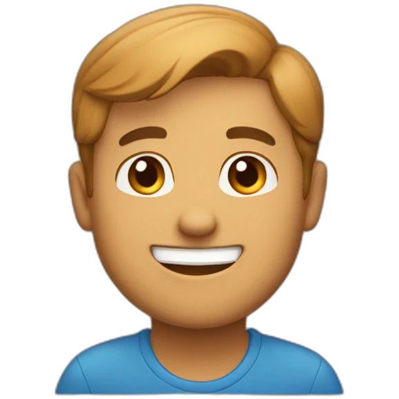 smiling guy in blue shirt color canela emoji