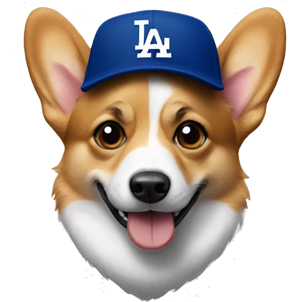 Corgi wearing a dodgers hat emoji