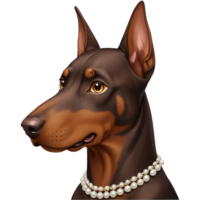 Friendly Doberman with pearl necklace emoji