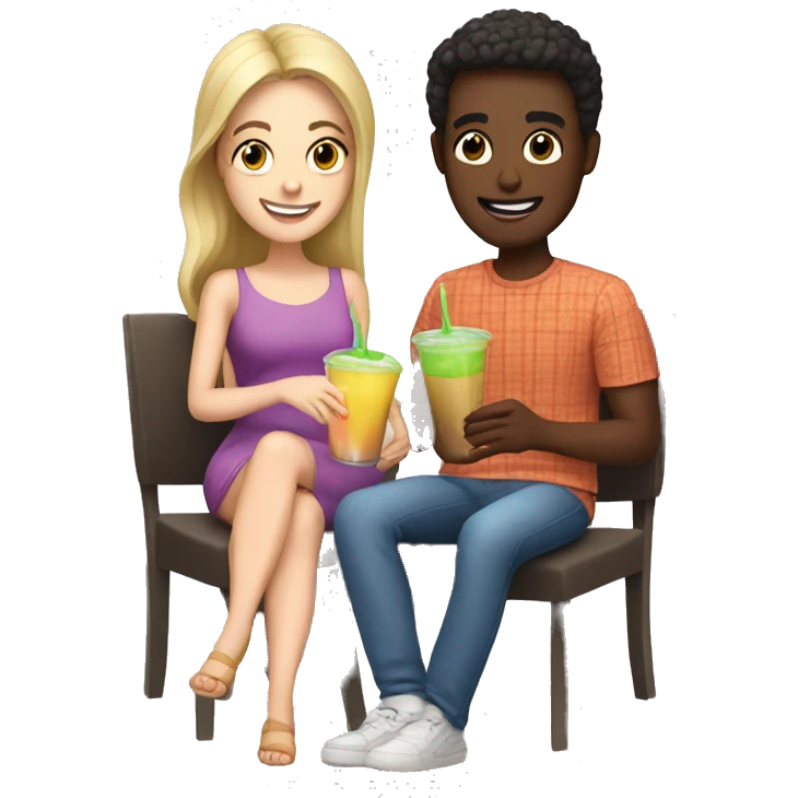 fair skinned people having a date over a smoothie emoji