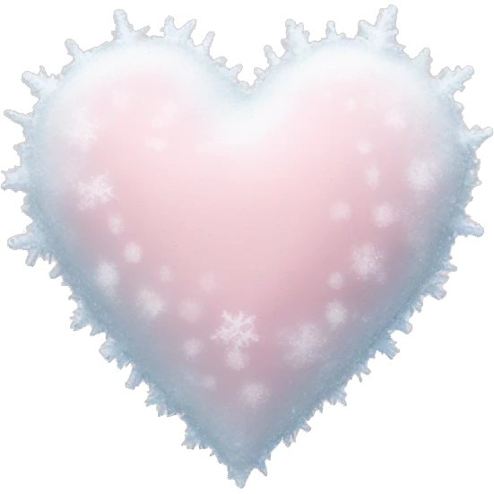 Frozen pale pink heart with snow on top emoji