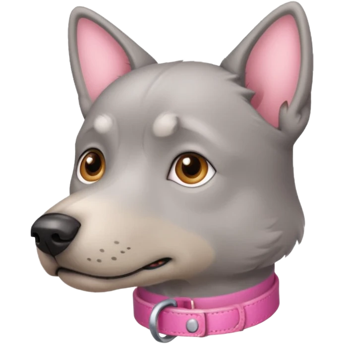 Cachorro cinza com coleira rosa olhando para trás  emoji