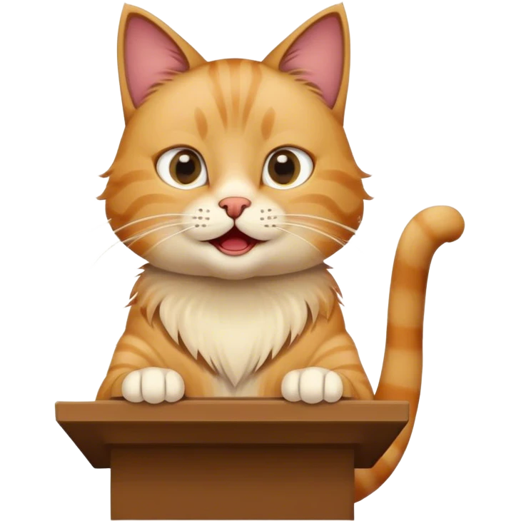 cat giving a speech emoji