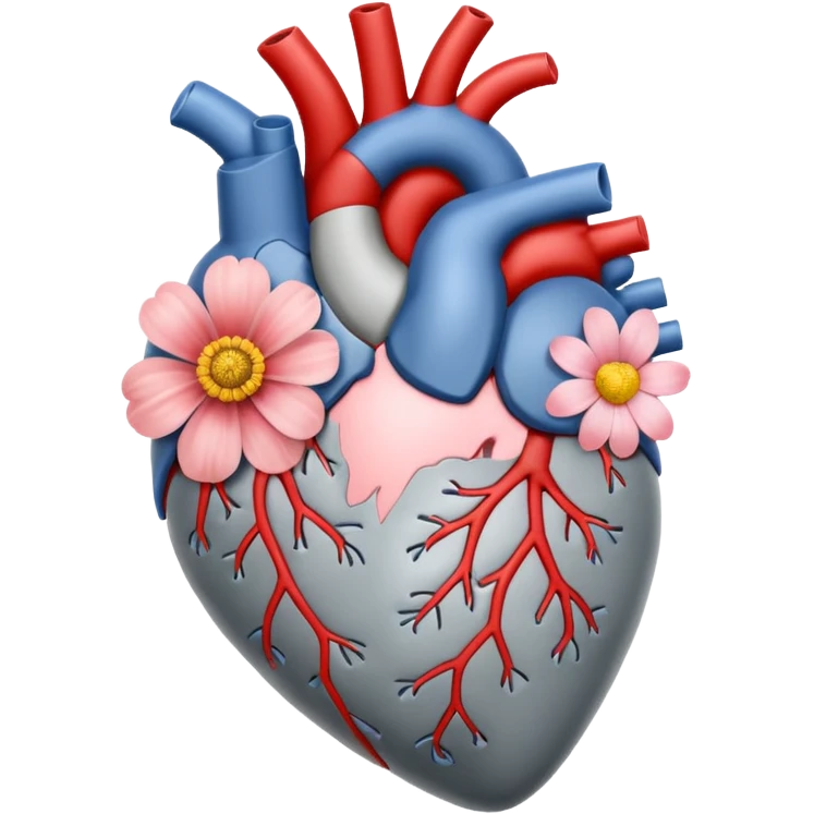 Gray anatomy heart with flower emoji