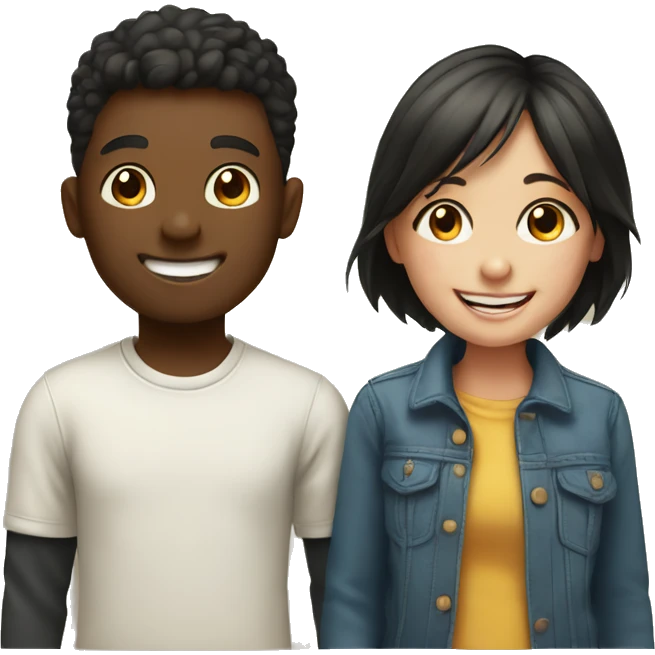 happy girl and boy indoors emoji