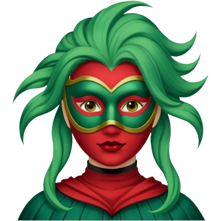 masked person venice volto woman green hair emoji