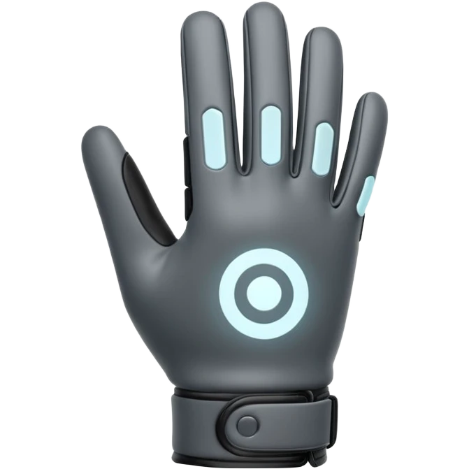 Minimal emoji of a futuristic nano-tech glove with subtle glowing lines, flat sci-fi wearable icon emoji
