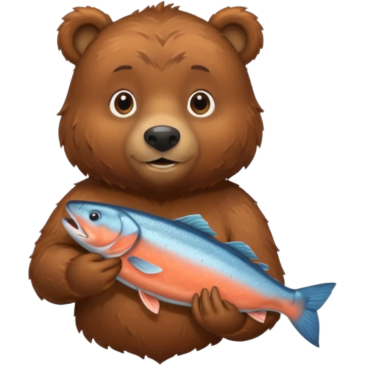 A brown bear holding a salmon emoji