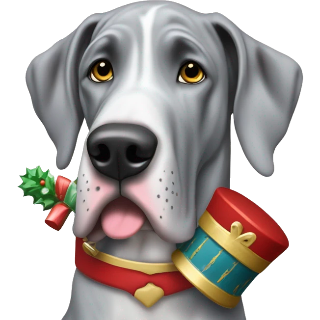 Merle grey Great Dane with a nutcracker  emoji