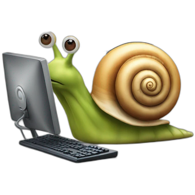a snail with a computer emoji