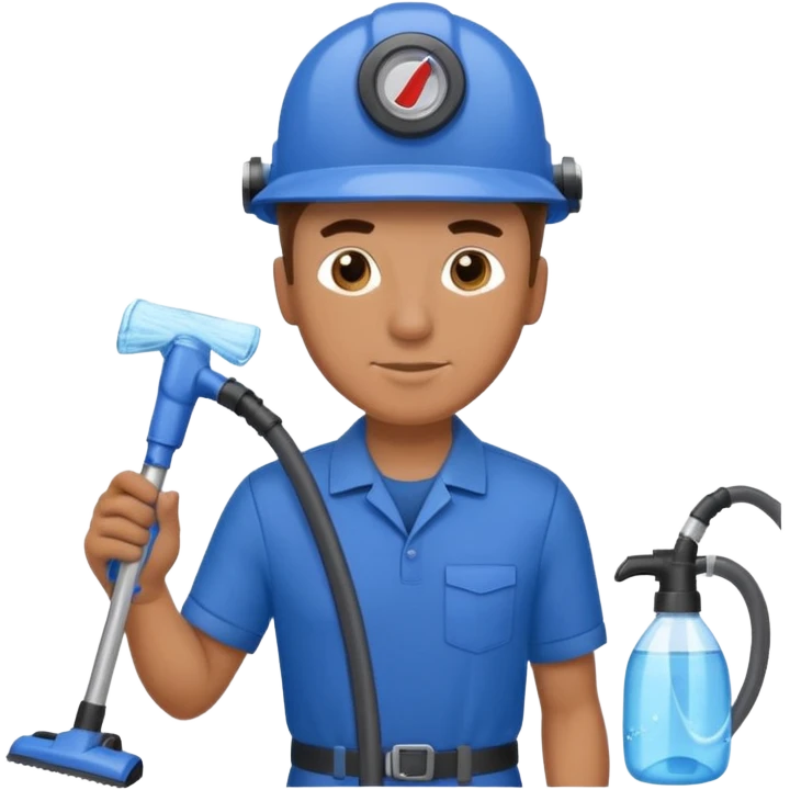técnico de limpieza hombre sujetando la boquilla de una aspiradora de agua emoji