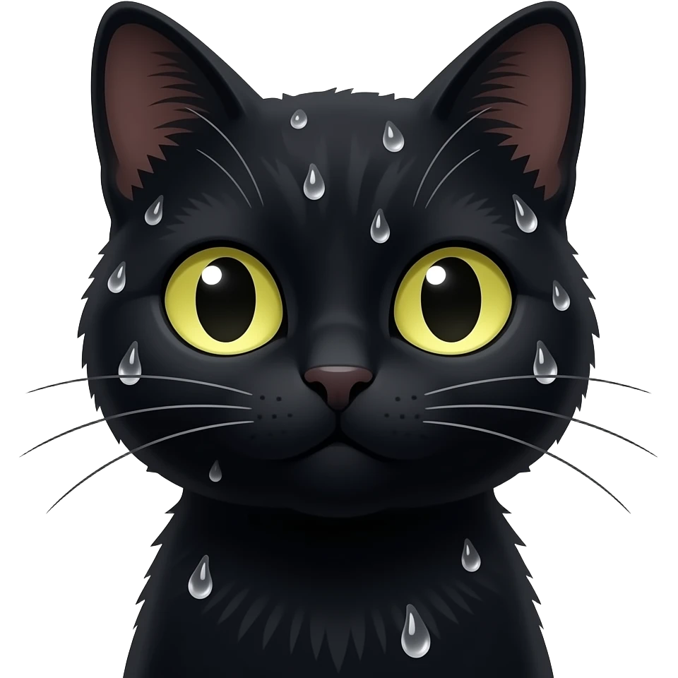 Black cat sweat face emoji
