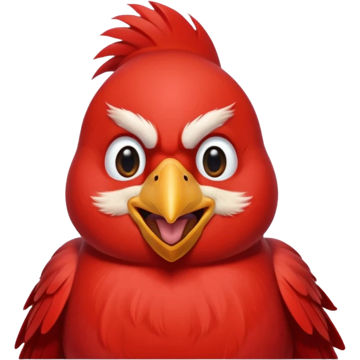 Male Cardinal (bright red)

"Laughing male cardinal bird, eyes closed, beak open wide, joyful expression, feathers slightly puffed, cartoon emoji style. emoji