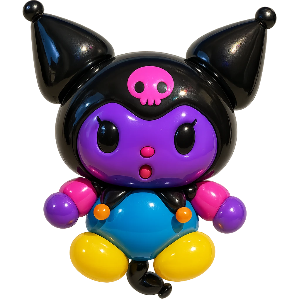 Kuromi character, puffy and glossy balloon style emoji