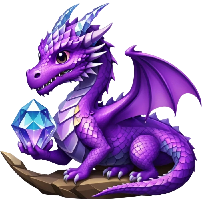 A purple space dragon holding a crystal emoji