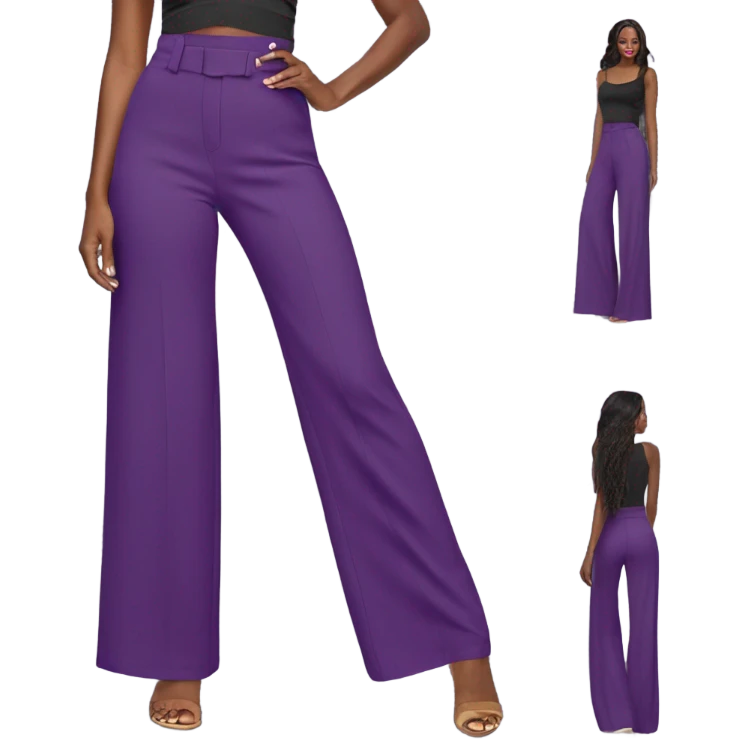 Realistic isolated pair of high waist long wide leg dressy casual pants in purple emoji