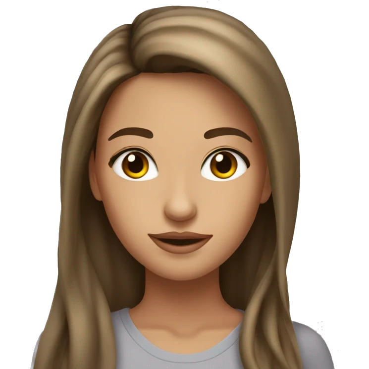 A girl with long brunette hair,hazel eyes,tan,nice makeup emoji