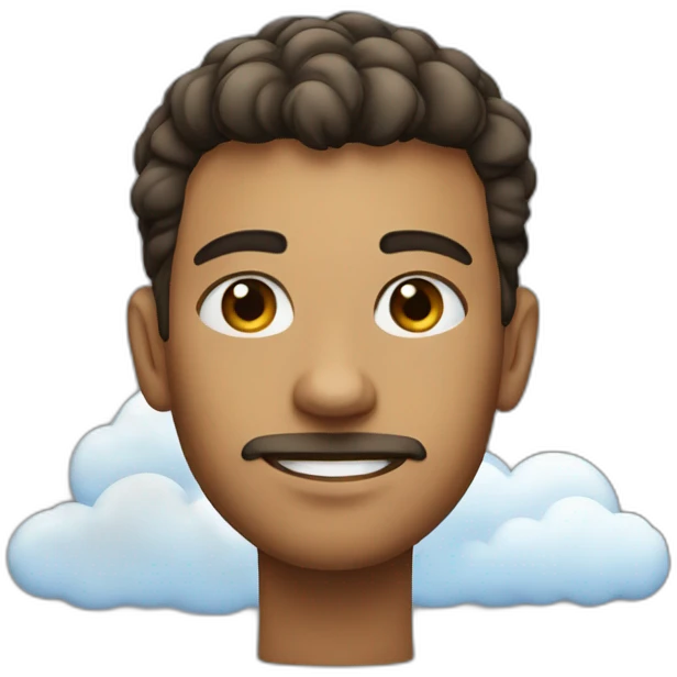 A young Man with stubble and a cloud in front of his face emoji