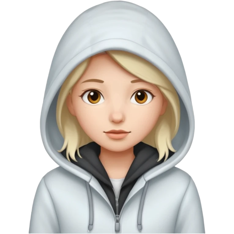 Girl, cold White Coat with Hoodie  emoji