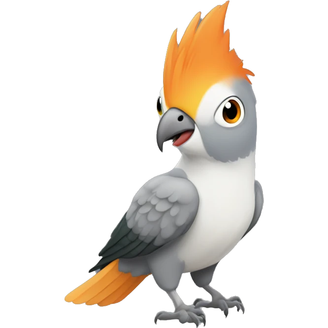 Grey Cockatiel orange cheeks with Dark Green Tail emoji