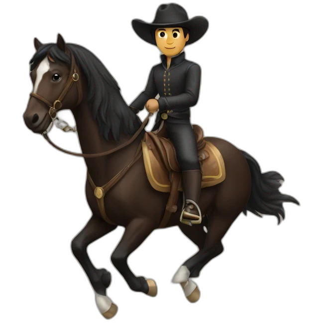 riding black haired man on horseback emoji