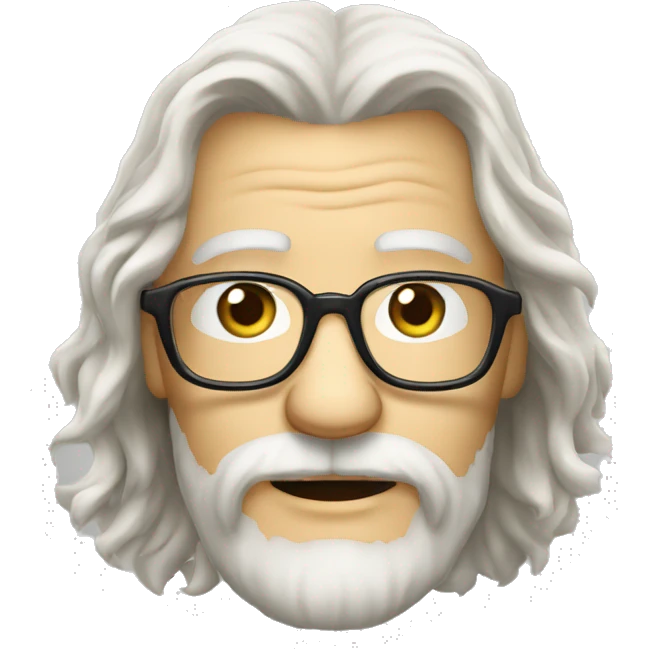 a german old guy with long blonde hair and mideum beard, wears glasees emoji
