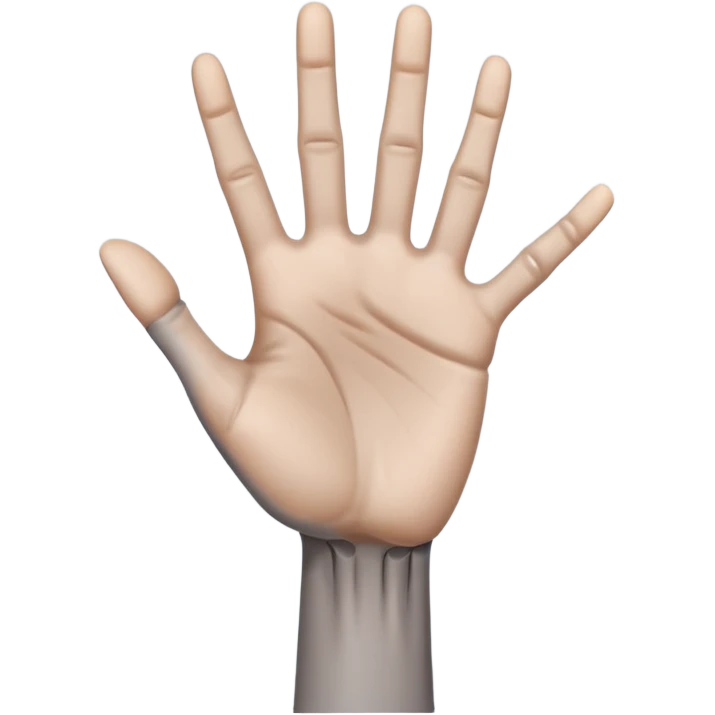 front angle view of a grey colored arm and 5-fingered hand reaching out emoji