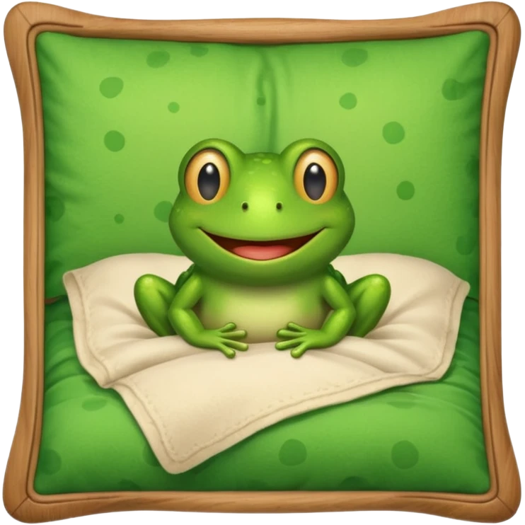Frog in bed with frame emoji