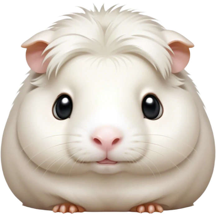 Cinematic Noble White Guinea Pig Portrait Emoji, Poised and regal, with a compact, chubby build and a pristine, well-groomed pure white fur, deep-set soulful dark eyes, Simplified yet sharp and sophisticated features, highly detailed, glowing with a soft, dignified glow, high shine, intelligent and sweet, stylized with an air of gentle purity, focused and attentive, soft glowing outline, capturing the essence of a watchful and confident little companion, so majestic it feels as though it could scurry out of the screen with effortless authority! emoji