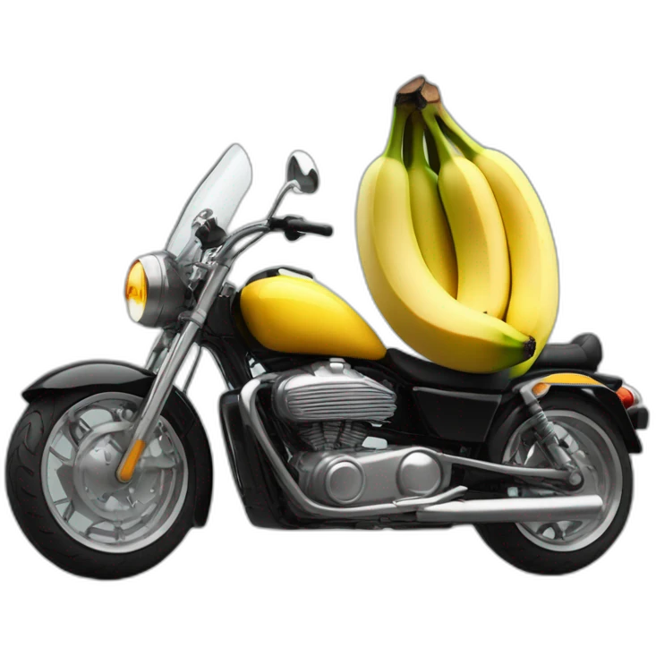 Banano con lentes oscuros y cabello largo estilo motociclista emoji