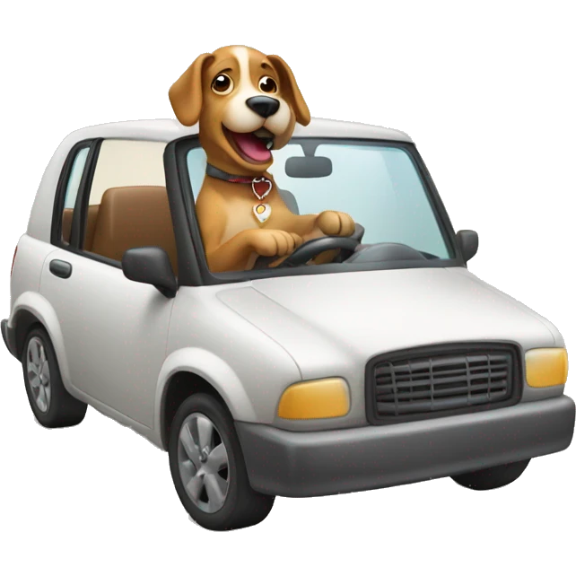 Dog driving a car emoji