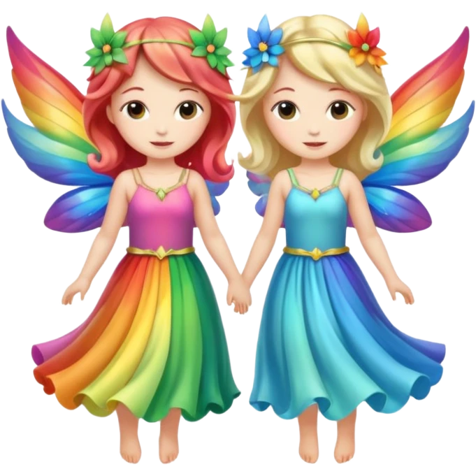 Two Fairy Sisters with Rainbow Wings emoji