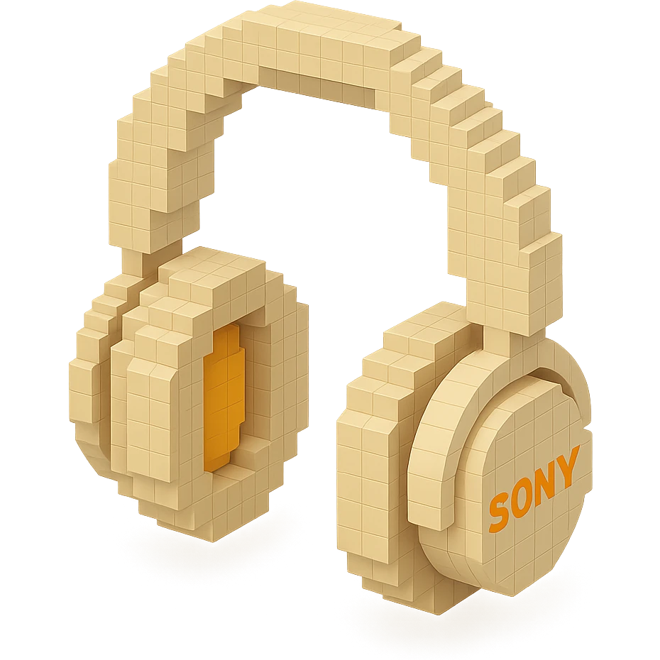 full-size Sony headphones, ivory color, isometric view emoji