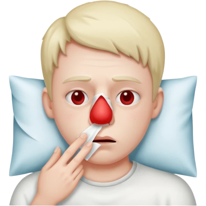 sick person with tissue on nose, fever and red nose. emoji