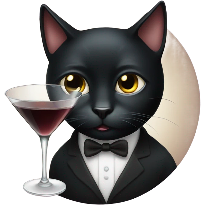 Black cat drinking martini emoji