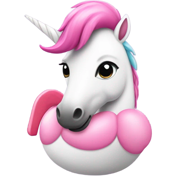 Unicorn wearing a flamingo floatie  emoji