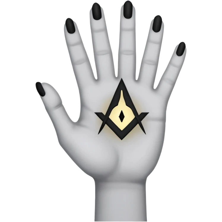 light grey hand with a black occult symbol on the palm and wrist slit emoji